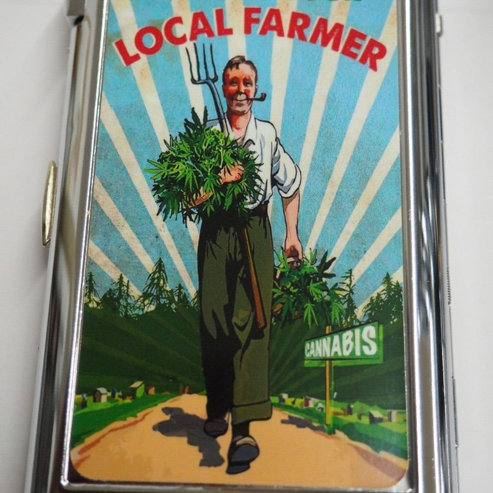 Local Farmer Cigarette Case With Built In Butane Lighter